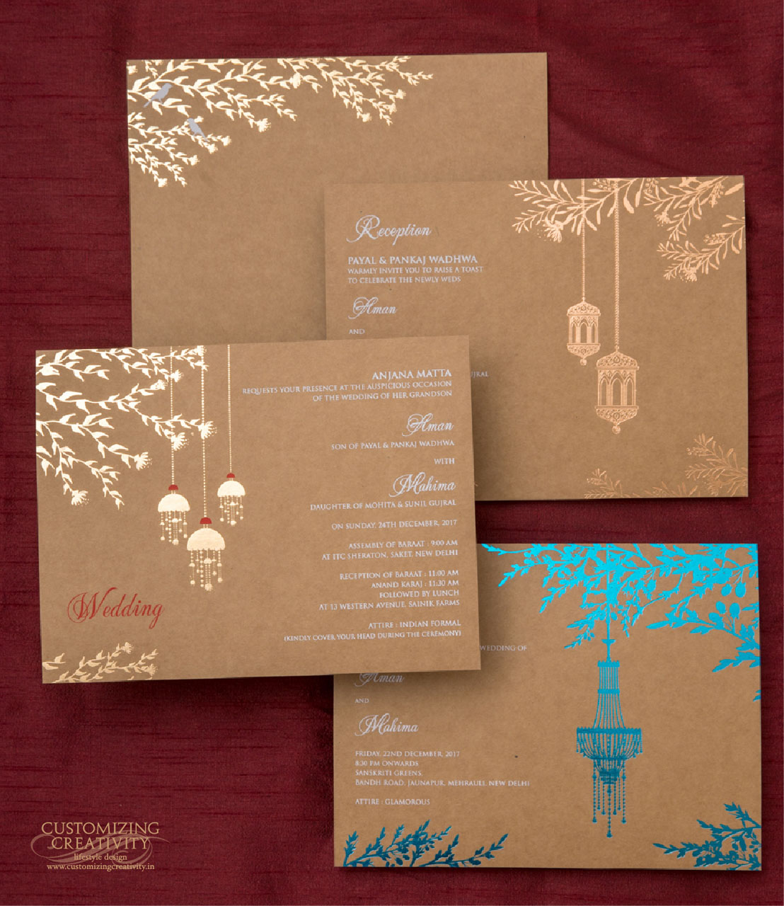 Customized wedding invitation cards